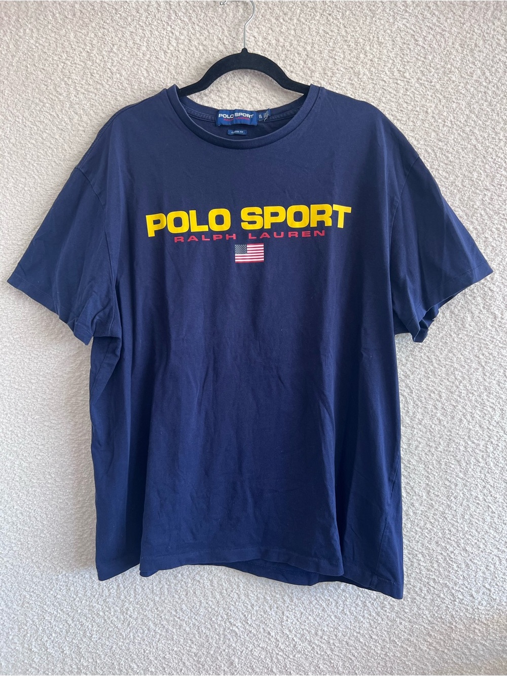 Polo Sport Vintage Ralph Lauren Men’s Blue Yellow Spell Out T Shirt Size XL